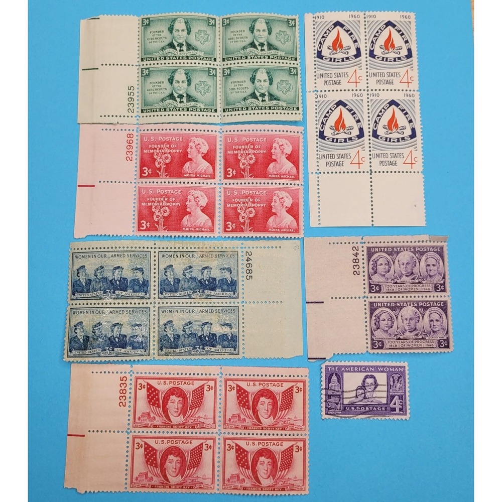 Women Themed United States Postage Stamps Vintage 3-4Cent Francis Scott Key